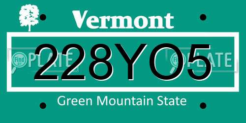 228YO5 Vermont License Plate