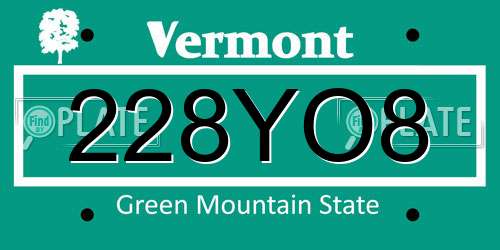 228YO8 Vermont License Plate