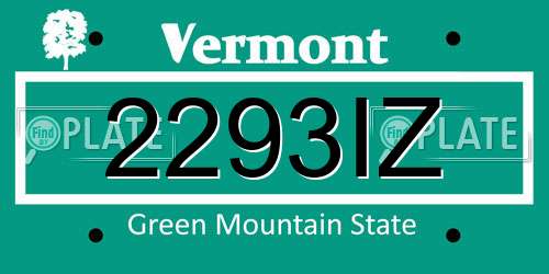 2293IZ Vermont License Plate