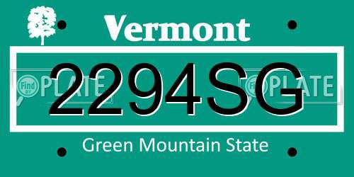 2294SG Vermont License Plate