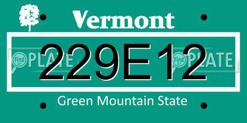 229E12 Vermont License Plate