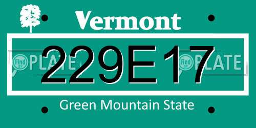 229E17 Vermont License Plate