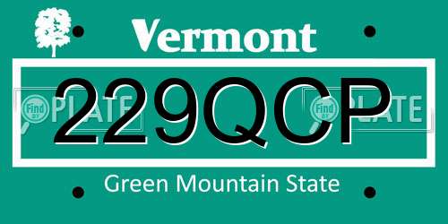 229QCP Vermont License Plate