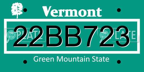22BB723 Vermont License Plate