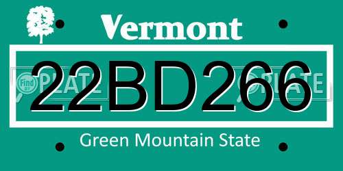 22BD266 Vermont License Plate