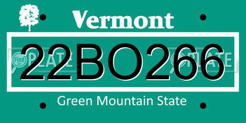 22BO266 Vermont License Plate