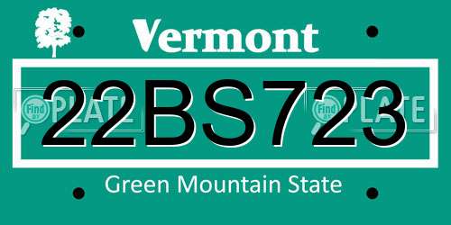 22BS723 Vermont License Plate
