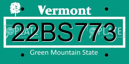 22BS773 Vermont License Plate