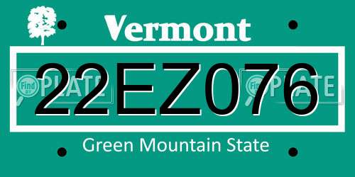22EZ076 Vermont License Plate