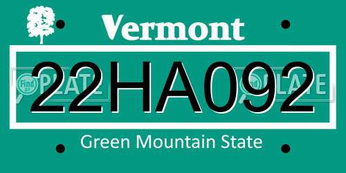 22HA092 Vermont License Plate