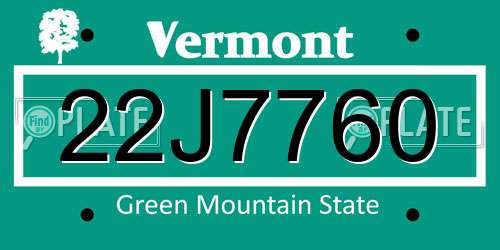 22J7760 Vermont License Plate
