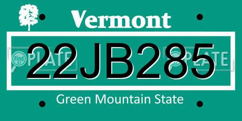 22JB285 Vermont License Plate