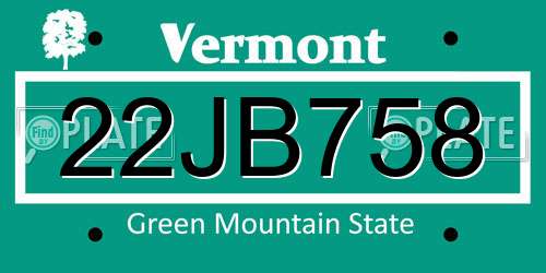 22JB758 Vermont License Plate
