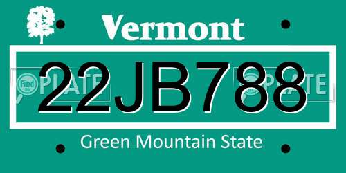 22JB788 Vermont License Plate