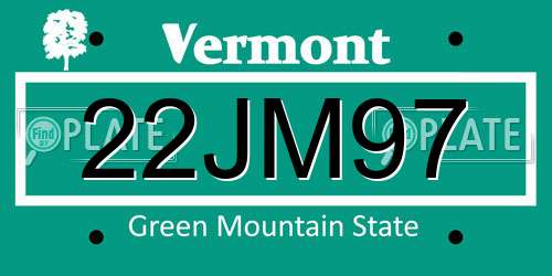 22JM97 Vermont License Plate