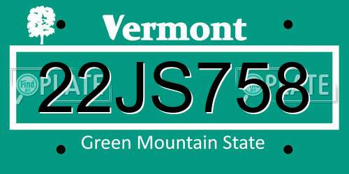 22JS758 Vermont License Plate