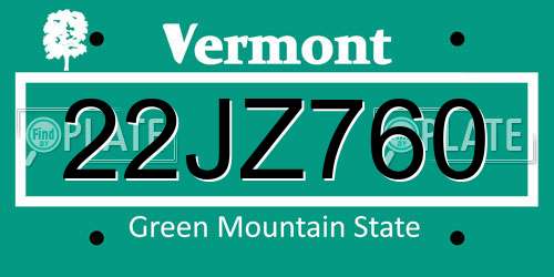 22JZ760 Vermont License Plate