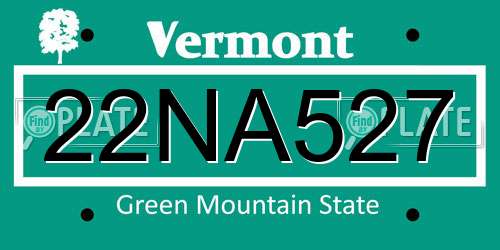 22NA527 Vermont License Plate