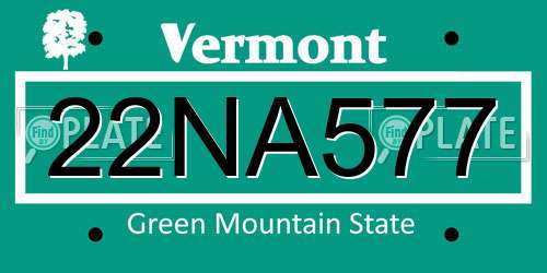 22NA577 Vermont License Plate