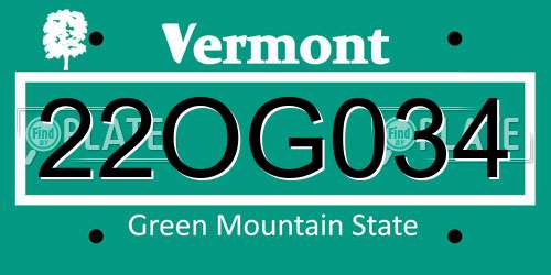 22OG034 Vermont License Plate