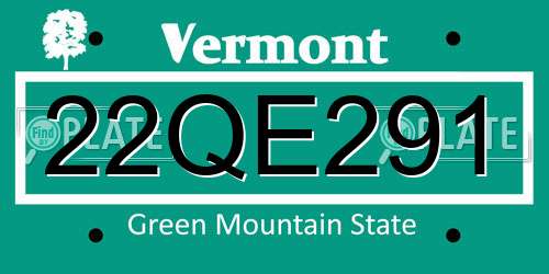 22QE291 Vermont License Plate