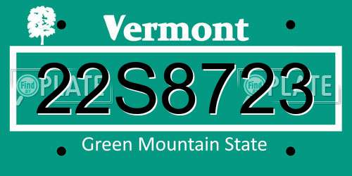 22S8723 Vermont License Plate