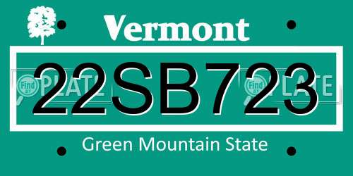 22SB723 Vermont License Plate