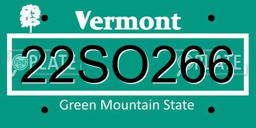 22SO266 Vermont License Plate