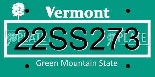 22SS273 Vermont License Plate