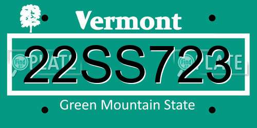 22SS723 Vermont License Plate