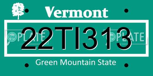 22TI313 Vermont License Plate