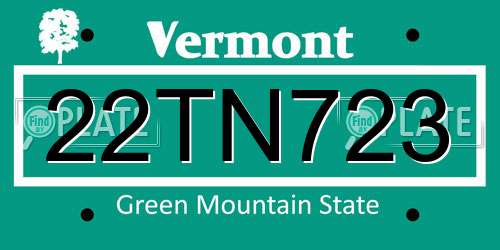 22TN723 Vermont License Plate