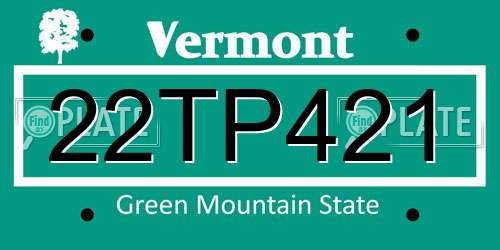 22TP421 Vermont License Plate