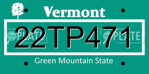 22TP471 Vermont License Plate