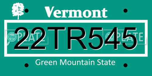 22TR545 Vermont License Plate