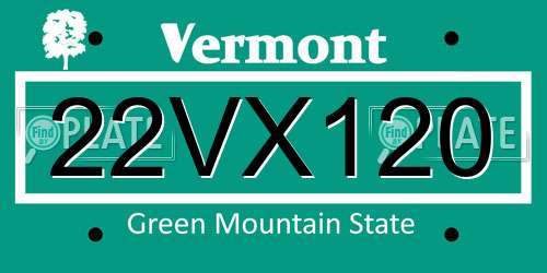 22VX120 Vermont License Plate