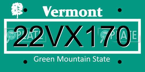 22VX170 Vermont License Plate