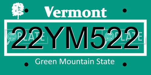 22YM522 Vermont License Plate