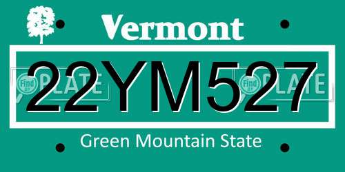 22YM527 Vermont License Plate