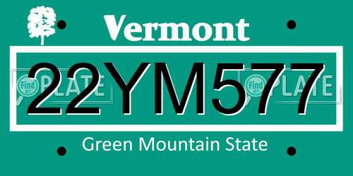 22YM577 Vermont License Plate