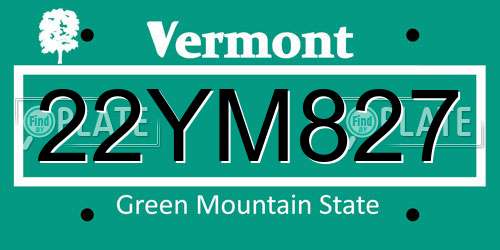 22YM827 Vermont License Plate