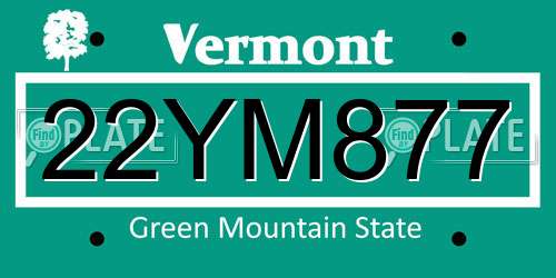 22YM877 Vermont License Plate