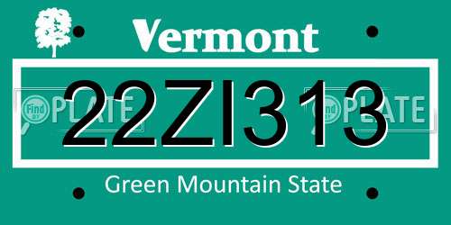 22ZI313 Vermont License Plate