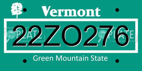 22ZO276 Vermont License Plate
