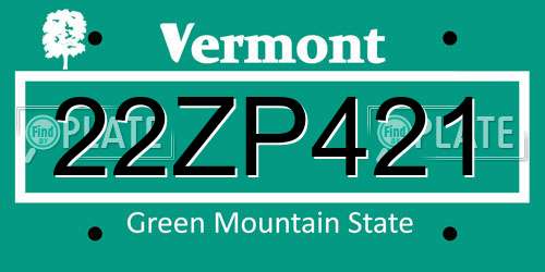 22ZP421 Vermont License Plate