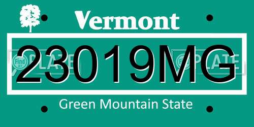 23019MG Vermont License Plate