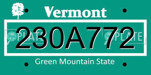 230A772 Vermont License Plate
