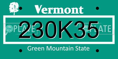 230K35 Vermont License Plate