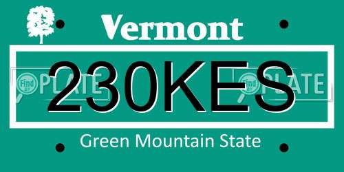 230KES Vermont License Plate