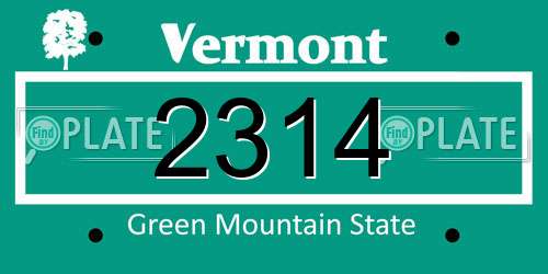 2314 Vermont License Plate